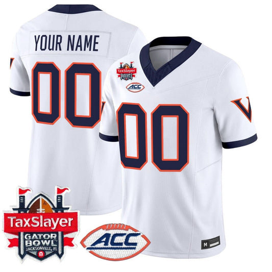 Custom Virginia Cavaliers Jersey 1995 Throwbacks Gator Bowl Patch Stitched White by NCAA Football Jersey