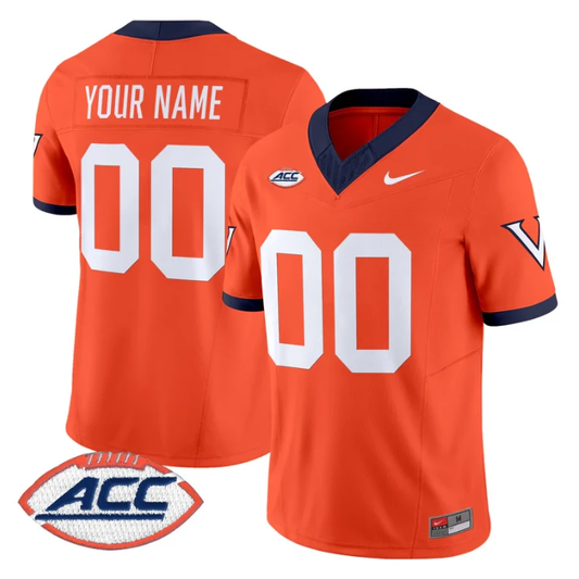 Custom Virginia Cavaliers Jersey Name, Number 1995 Throwbacks Stitched Orange by NCAA Football Jersey