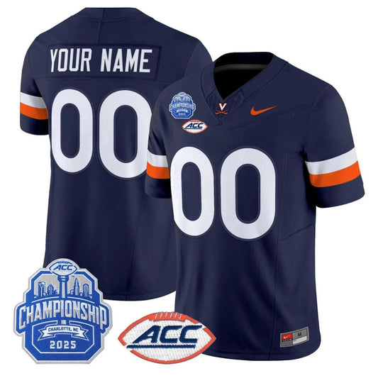 Custom Virginia Cavaliers Jersey Name, Number 2025 ACC Championship Stitched Navy by NCAA Football Jersey