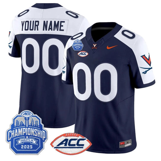 Custom Virginia Cavaliers Jersey Name, Number 2025 ACC Championship Stitched Navy Alternate by NCAA Football Jersey