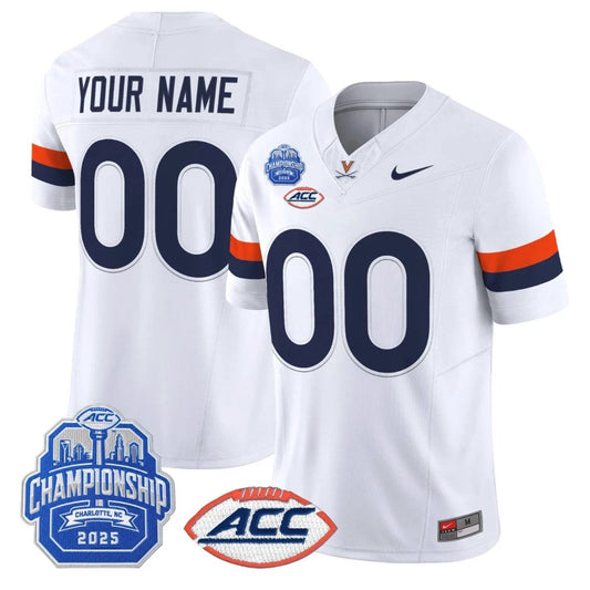 Custom Virginia Cavaliers Jersey Name, Number 2025 ACC Championship Stitched White by NCAA Football Jersey