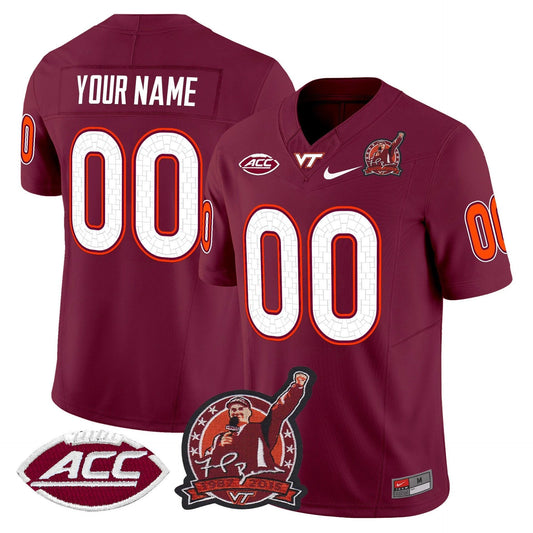 Custom Virginia Tech Hokies Jersey Coach Frank Beamer Patch 2025 Maroon by My Store