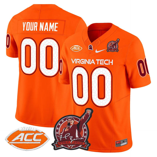 Custom Virginia Tech Hokies Jersey Coach Frank Beamer Patch 2025 Orange by My Store