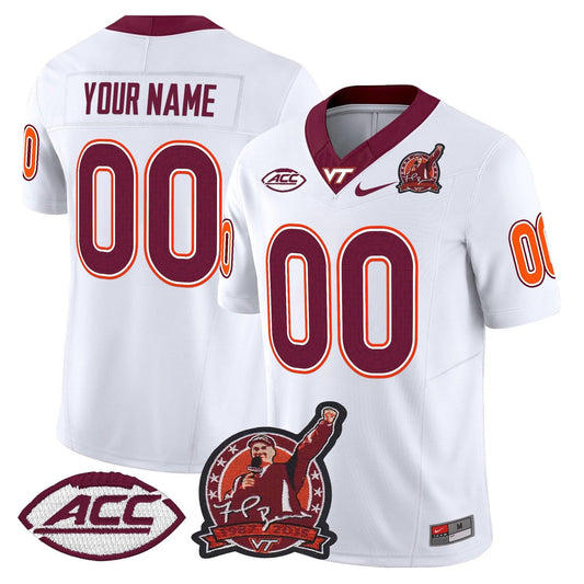 Custom Virginia Tech Hokies Jersey Coach Frank Beamer Patch 2025 White by My Store