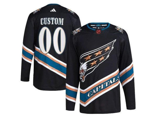 Custom Washington Capitals Black Reverse Retro 2.0 Jersey by Hockey David