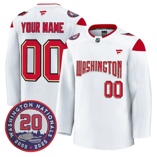 Custom Washington Capitals Jersey 20th Anniversary Seasons Patch Stitched by Hockey David
