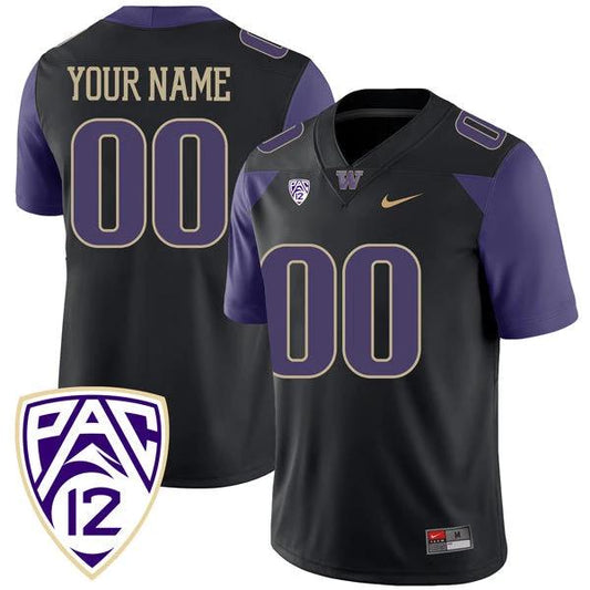 Custom Washington Huskies Jersey Name and Number College Football Black Game – All Stitched by My Store