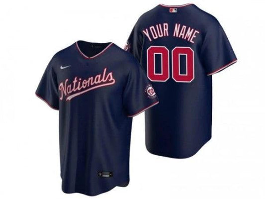 Custom Washington Nationals Cool Base Jersey - Navy by My Store