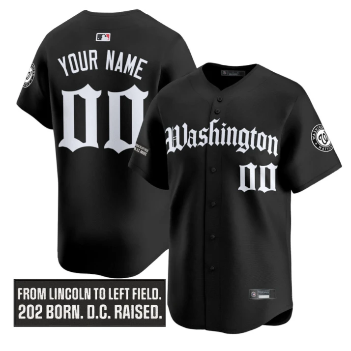 Custom Washington Nationals Jersey Gothic Capitol Edition Stitched Black by My Store