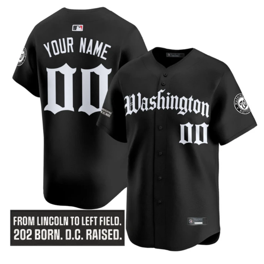 Custom Washington Nationals Jersey Gothic Capitol Edition Stitched Black by My Store