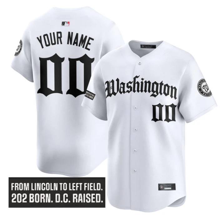 Custom Washington Nationals Jersey Gothic Capitol Edition Stitched White by My Store