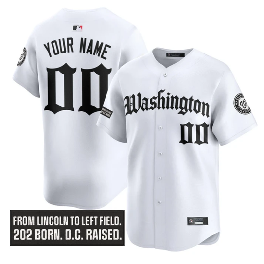 Custom Washington Nationals Jersey Gothic Capitol Edition Stitched White by My Store