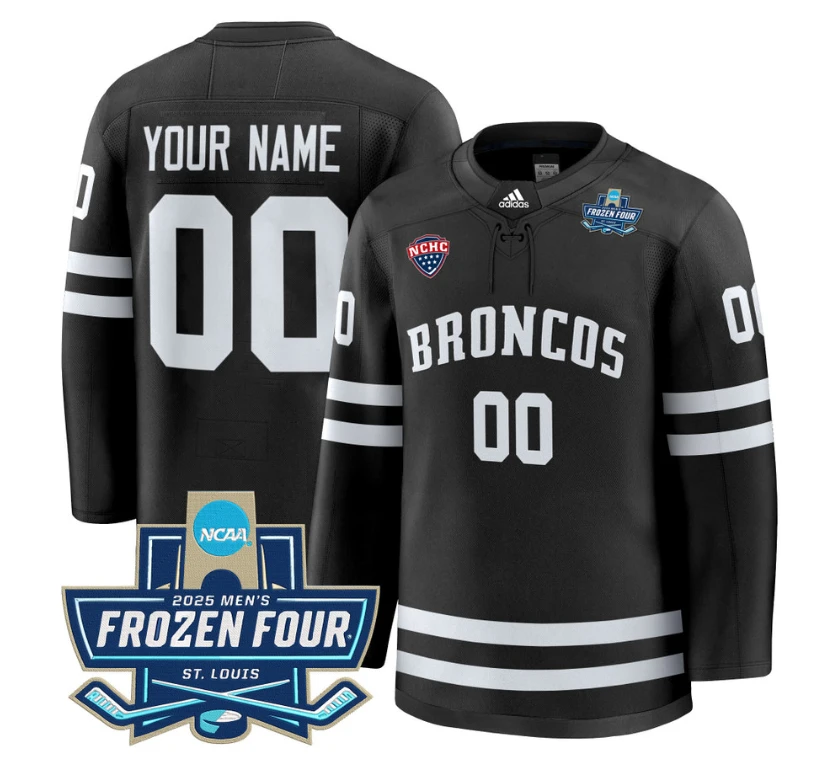 Custom Western Michigan Broncos Jersey 2025 Frozen Four Patch Stitched Black by Hockey David