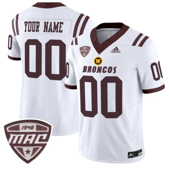 Custom Western Michigan Broncos Jersey Name, Number Football Stitched White by NCAA Football Jersey