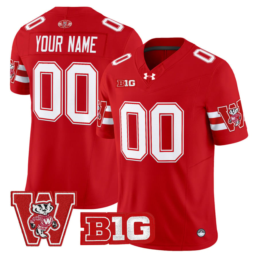Custom Wisconsin Badgers Jersey Name, Number Throwback Stitched Red by My Store NCAA Football Jerseys