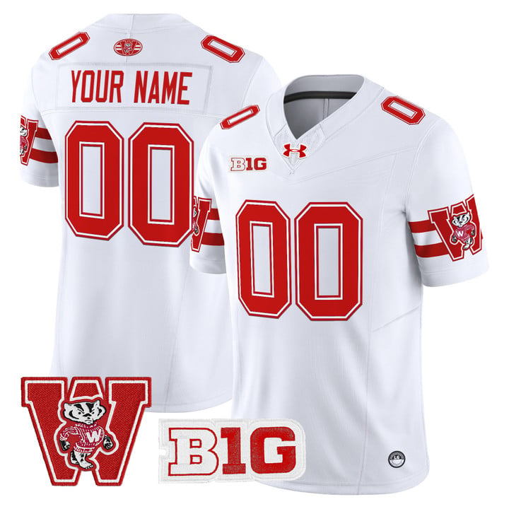Custom Wisconsin Badgers Jersey Name, Number Throwback Stitched White by My Store NCAA Football Jerseys