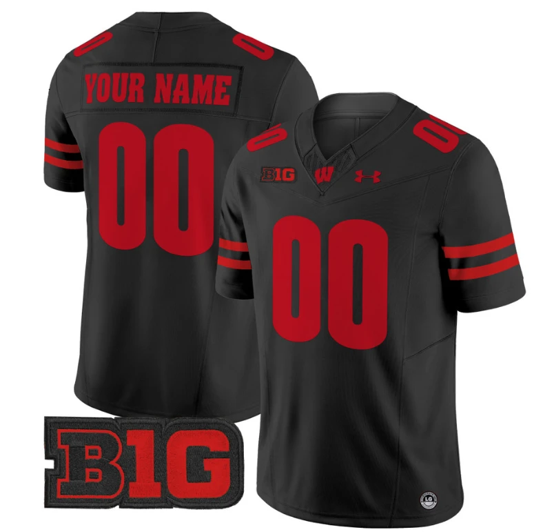 Custom Wisconsin Badgers Jersey Name and Number Vapor Football Stitched Black by My Store
