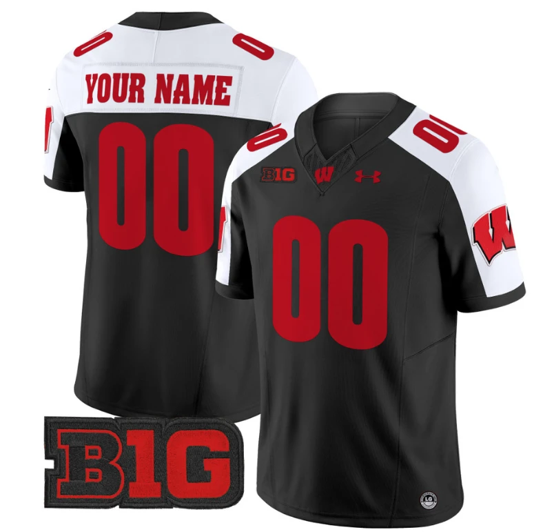 Custom Wisconsin Badgers Jersey Name and Number Vapor Football Stitched Black Alternate by My Store