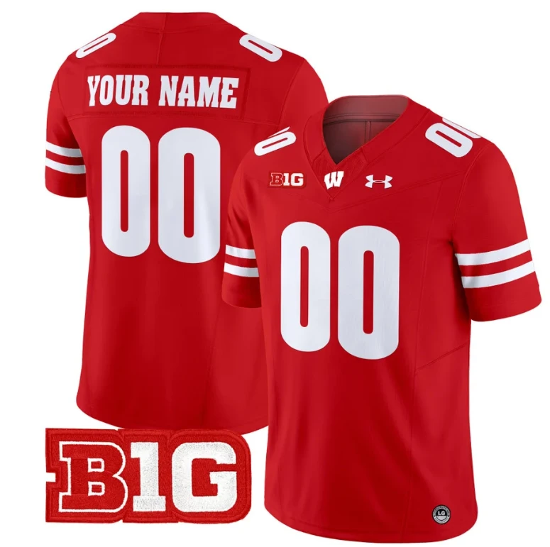 Custom Wisconsin Badgers Jersey Name and Number Vapor Football Stitched Red by My Store