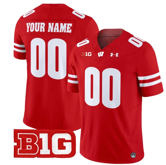 Custom Wisconsin Badgers Jersey Name and Number Vapor Football Stitched Red by My Store