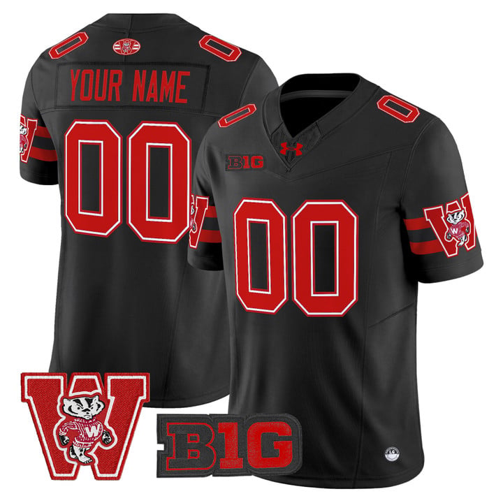 Custom Wisconsin Badgers Jersey Name, Number Throwback Stitched Black by My Store NCAA Football Jerseys