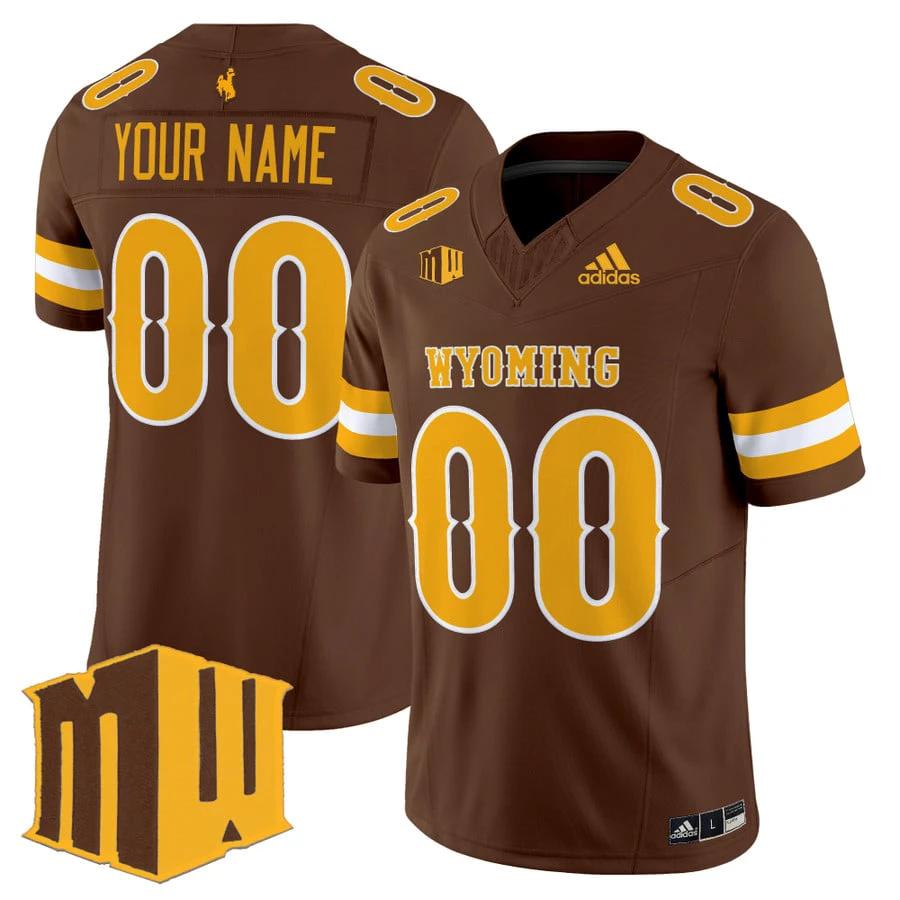 Custom Wyoming Cowboys Jersey Name, Number 2025 Vapor Limited Stitched Brown by NCAA Football Jersey