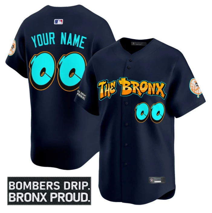 Custom Yankees Jersey Graffiti Bronx Bombers Edition Limited Stitched Navy by My Store