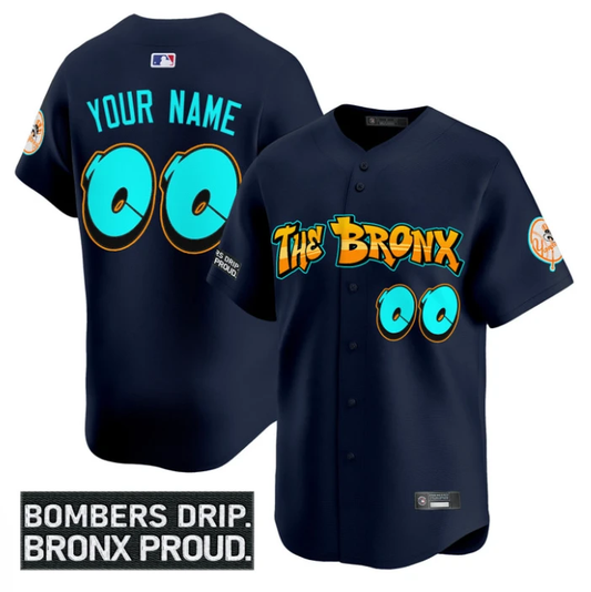 Custom Yankees Jersey Graffiti Bronx Bombers Edition Limited Stitched Navy by My Store