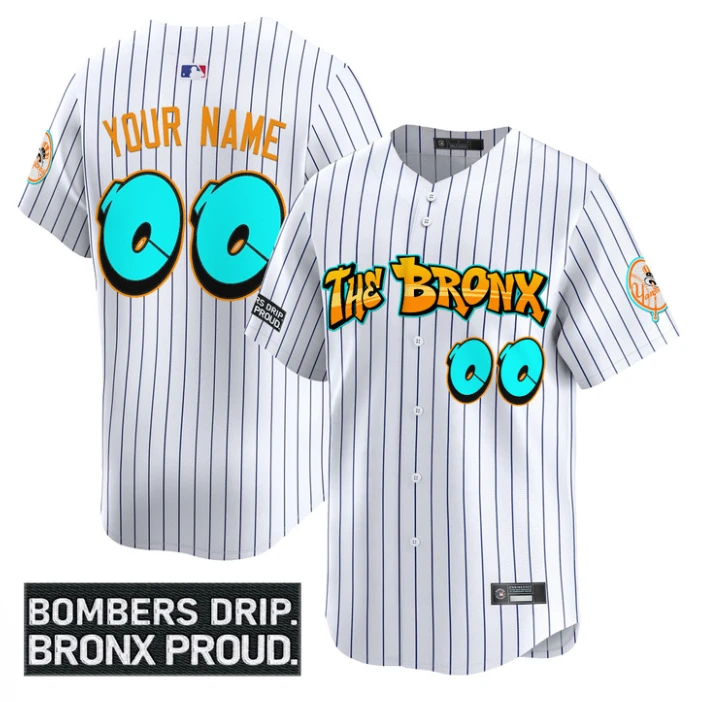 Custom Yankees Jersey Graffiti Bronx Bombers Edition Limited Stitched White by My Store
