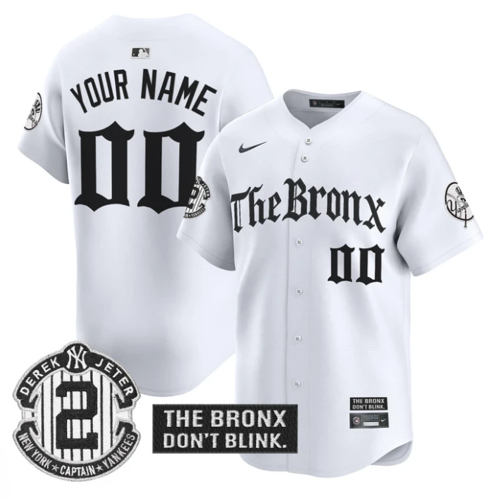 Custom Yankees Jersey The Bronx Gothic Ink Drop Edition Stitched White by My Store