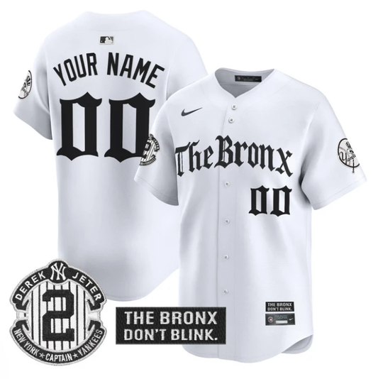 Custom Yankees Jersey The Bronx Gothic Ink Drop Edition Stitched White by My Store
