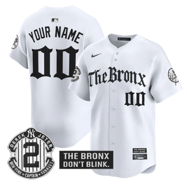 Custom Yankees Jersey The Bronx Gothic Ink Drop Edition Stitched White by My Store