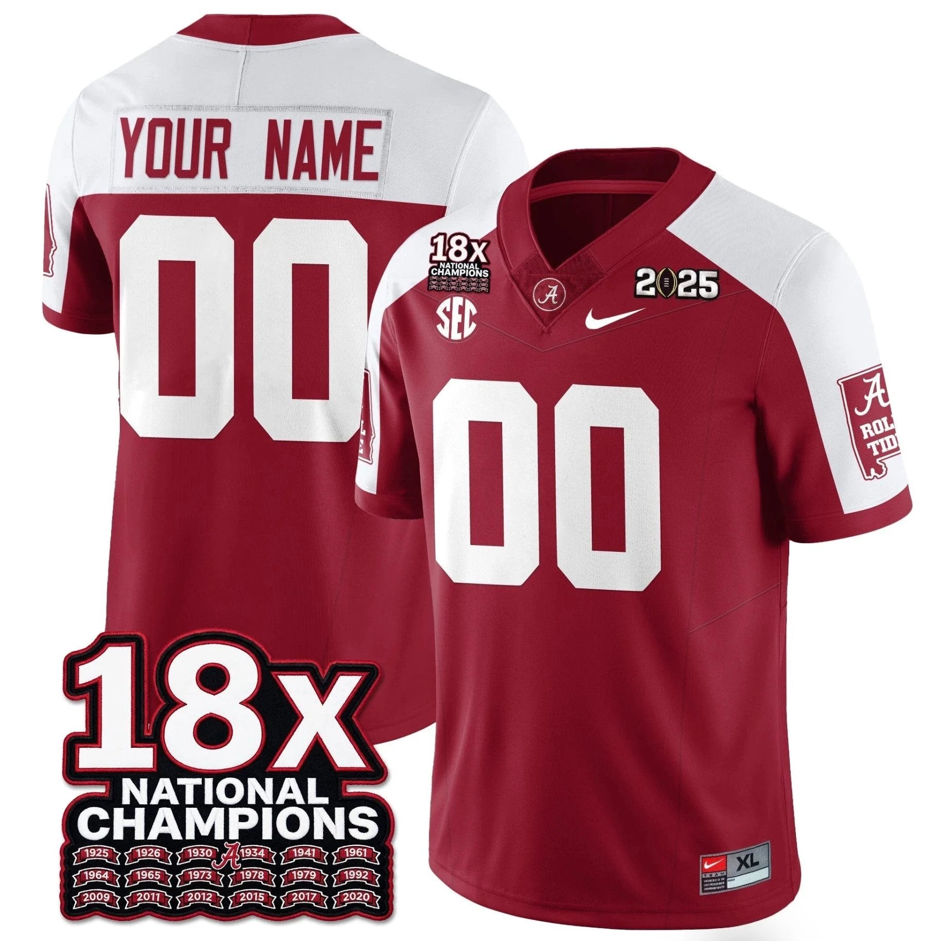 Custom Alabama Crimson Jersey 18x-Time National Champions Football Stitched by My Store NCAA Football Jerseys