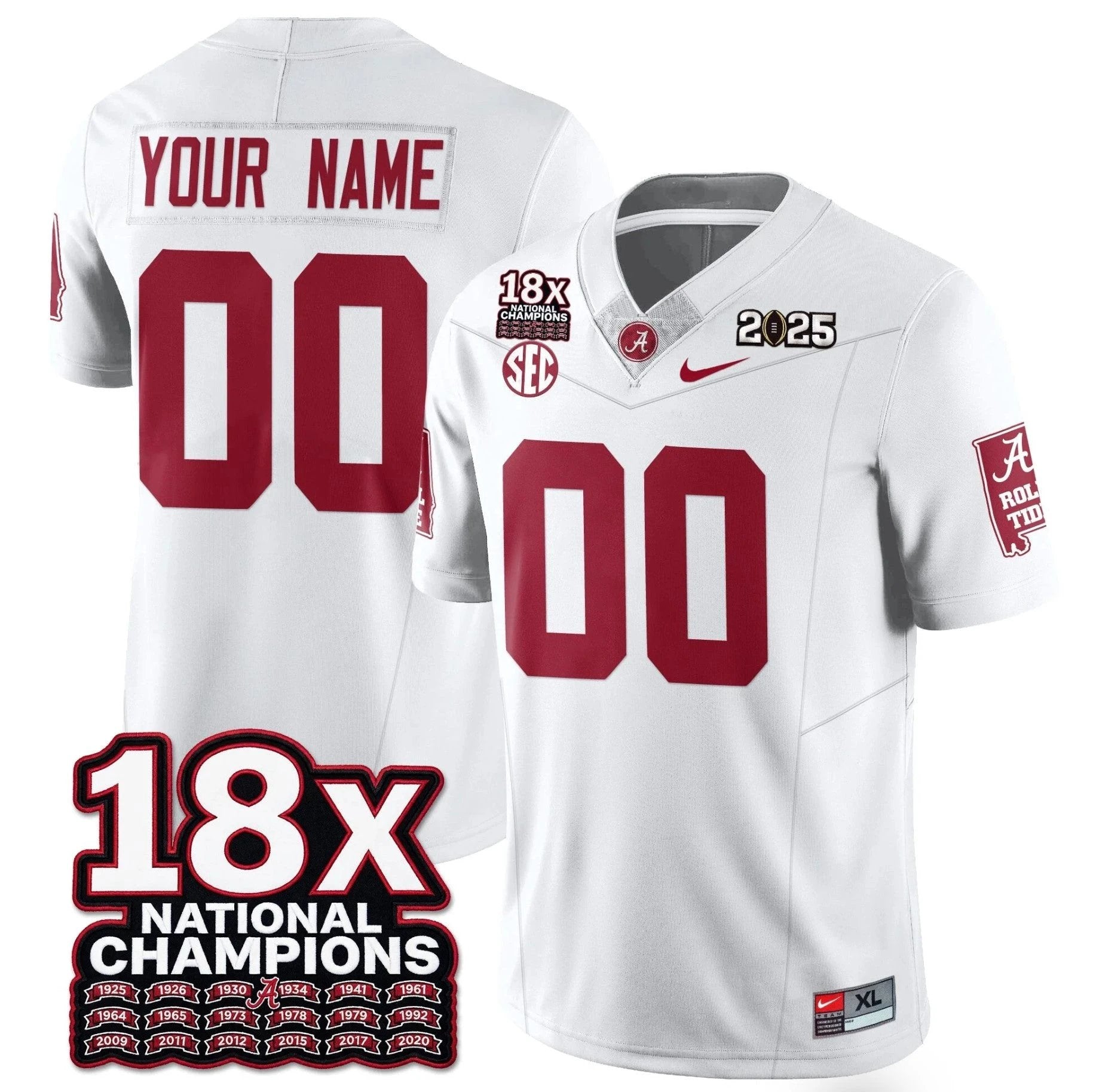 Custom Alabama Crimson Jersey 18x-Time National Champions Football Stitched by My Store NCAA Football Jerseys