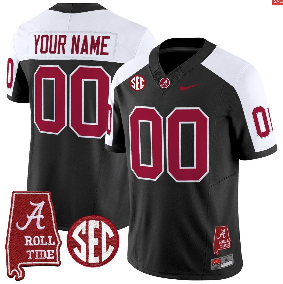 Custom Alabama Crimson Jersey Throwback Alabama Map Stitched by My Store NCAA Football Jerseys