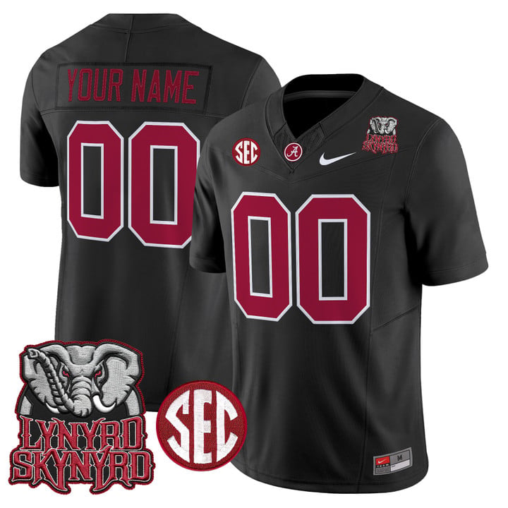 Custom Alabama Crimson Tide Jersey Lynyrd Skynyrd Patch Stitched by My Store NCAA Football Jerseys