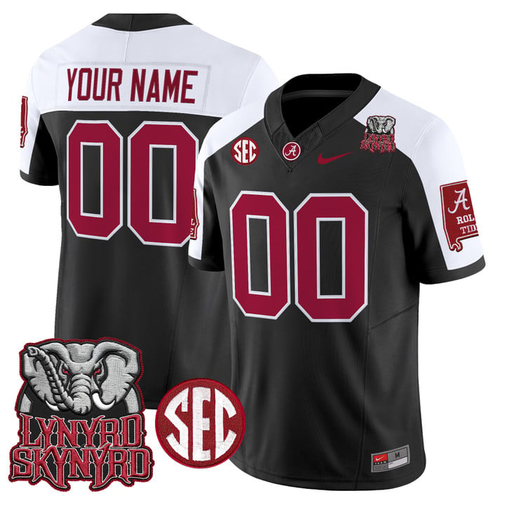 Custom Alabama Crimson Tide Jersey Lynyrd Skynyrd Patch Stitched by My Store NCAA Football Jerseys
