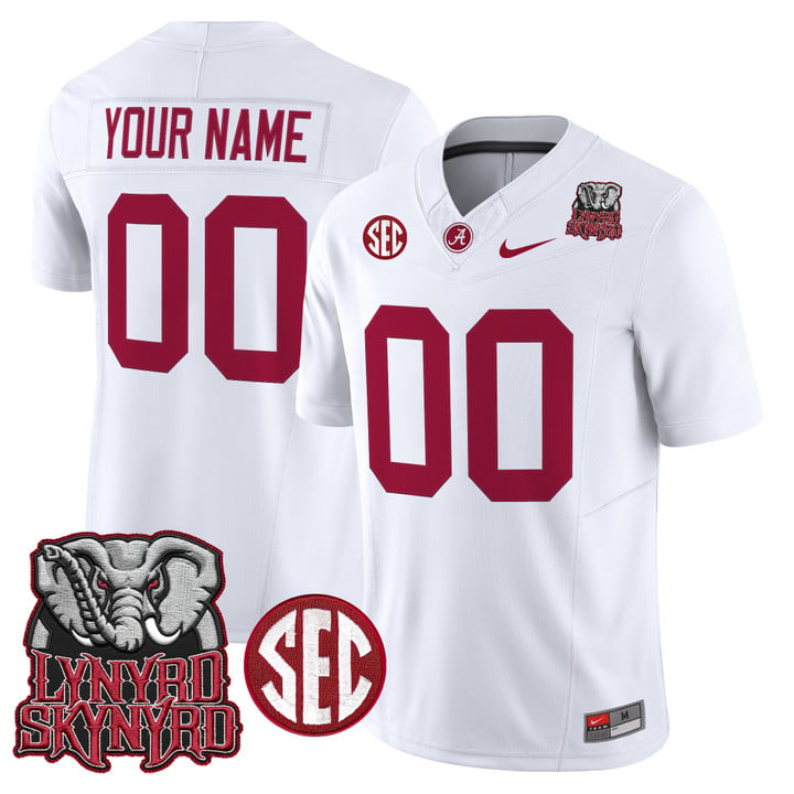 Custom Alabama Crimson Tide Jersey Lynyrd Skynyrd Patch Stitched by My Store NCAA Football Jerseys