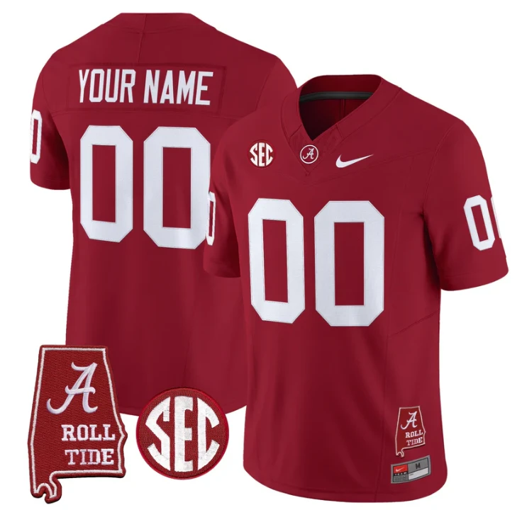 Custom Alabama Crimson Tide Jersey Name, Number Throwback Map Stitched by My Store NCAA Football Jerseys