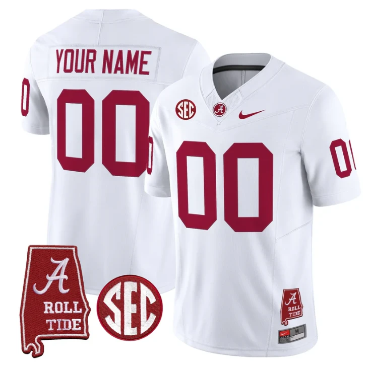 Custom Alabama Crimson Tide Jersey Name, Number Throwback Map Stitched by My Store NCAA Football Jerseys