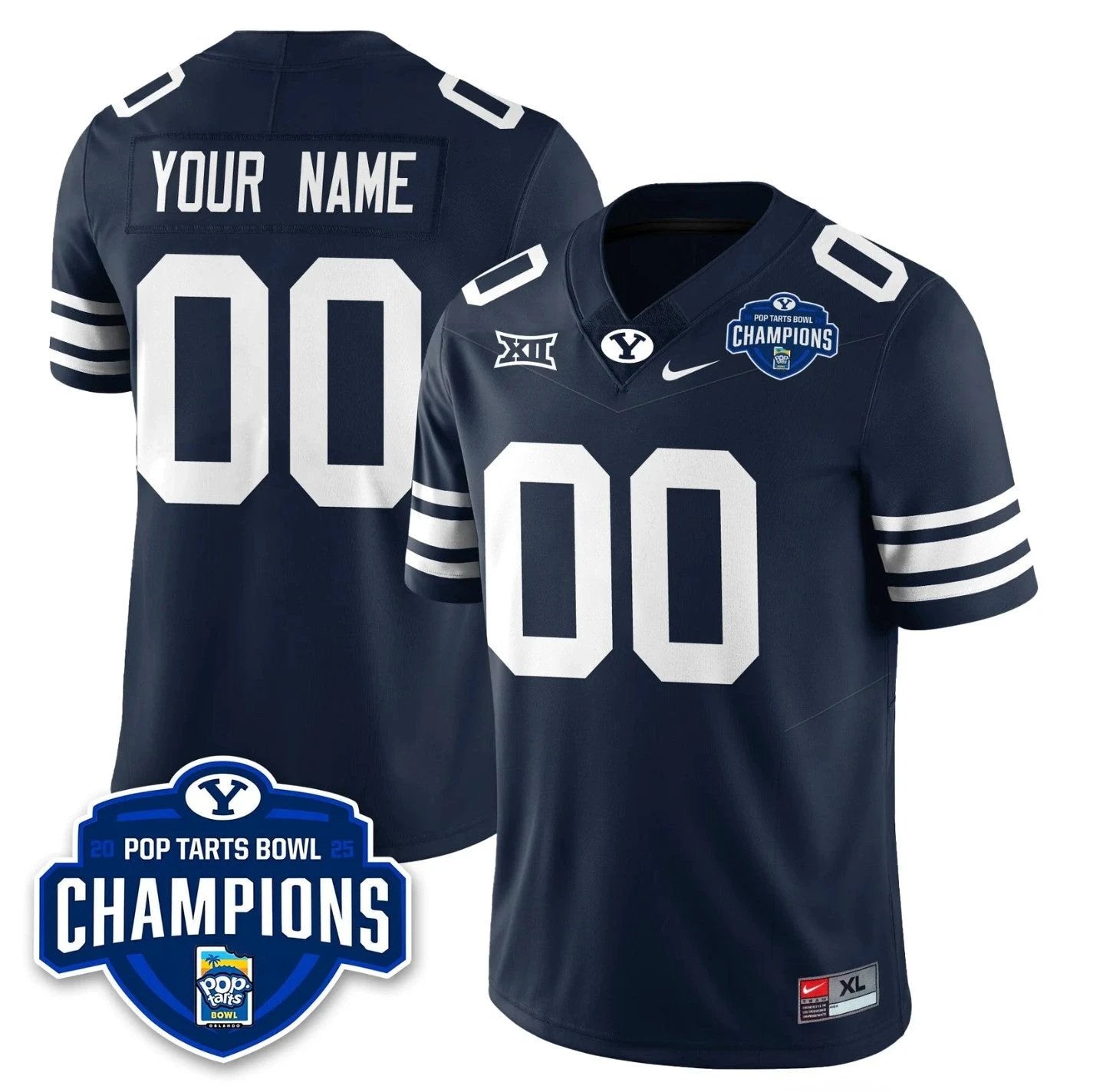 Custom BYU Cougars Jersey 2025 Pop-Tarts Bowl Champions Patch Stitched by My Store NCAA Football Jerseys
