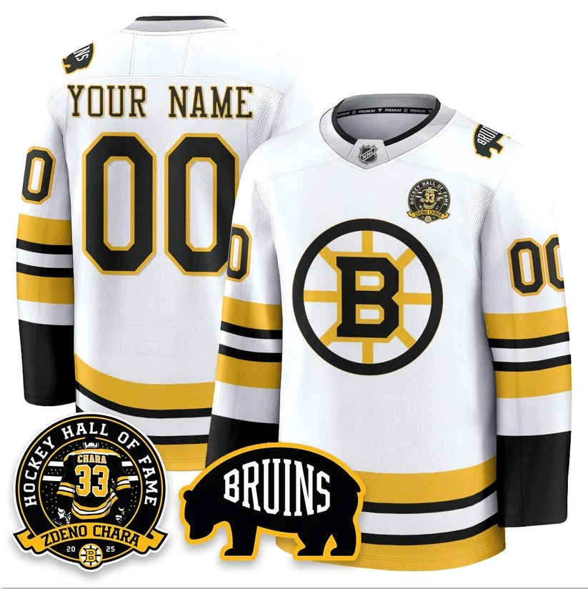 Custom Boston Bruins Jersey Name, Number Premium Zdeno Chara HOF Stitched by Hockey David