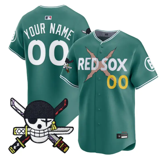 Custom Boston Red Sox Jersey Name, Number One Piece Zoro Patch Stitched by My Store