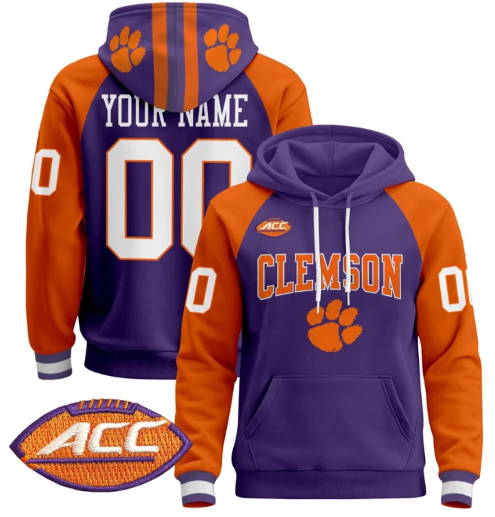 Custom Clemson Tigers Hoodie Name, Number Pullover All Stitched by Hoodie Pullover