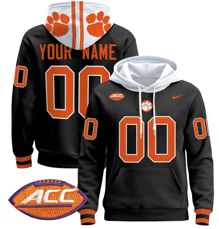 Custom Clemson Tigers Hoodie Name, Number Pullover All Stitched by Hoodie Pullover