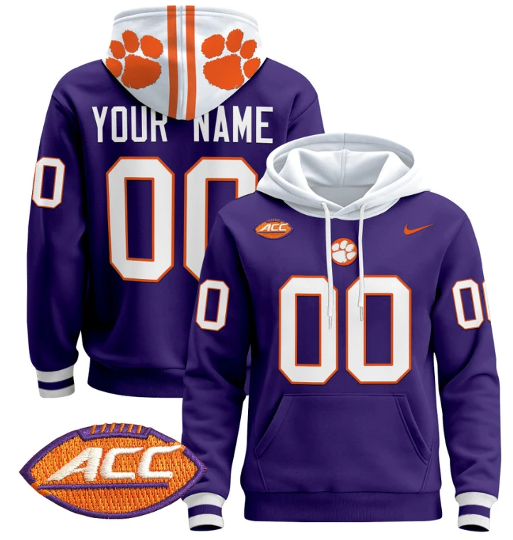 Custom Clemson Tigers Hoodie Name, Number Pullover All Stitched by Hoodie Pullover