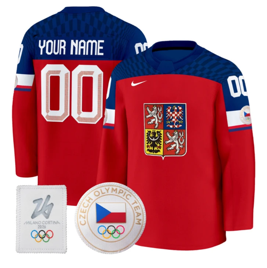 Custom Czechia Olympic Jersey Name, Number 2026 Premium Hockey All Stitched by Hockey David