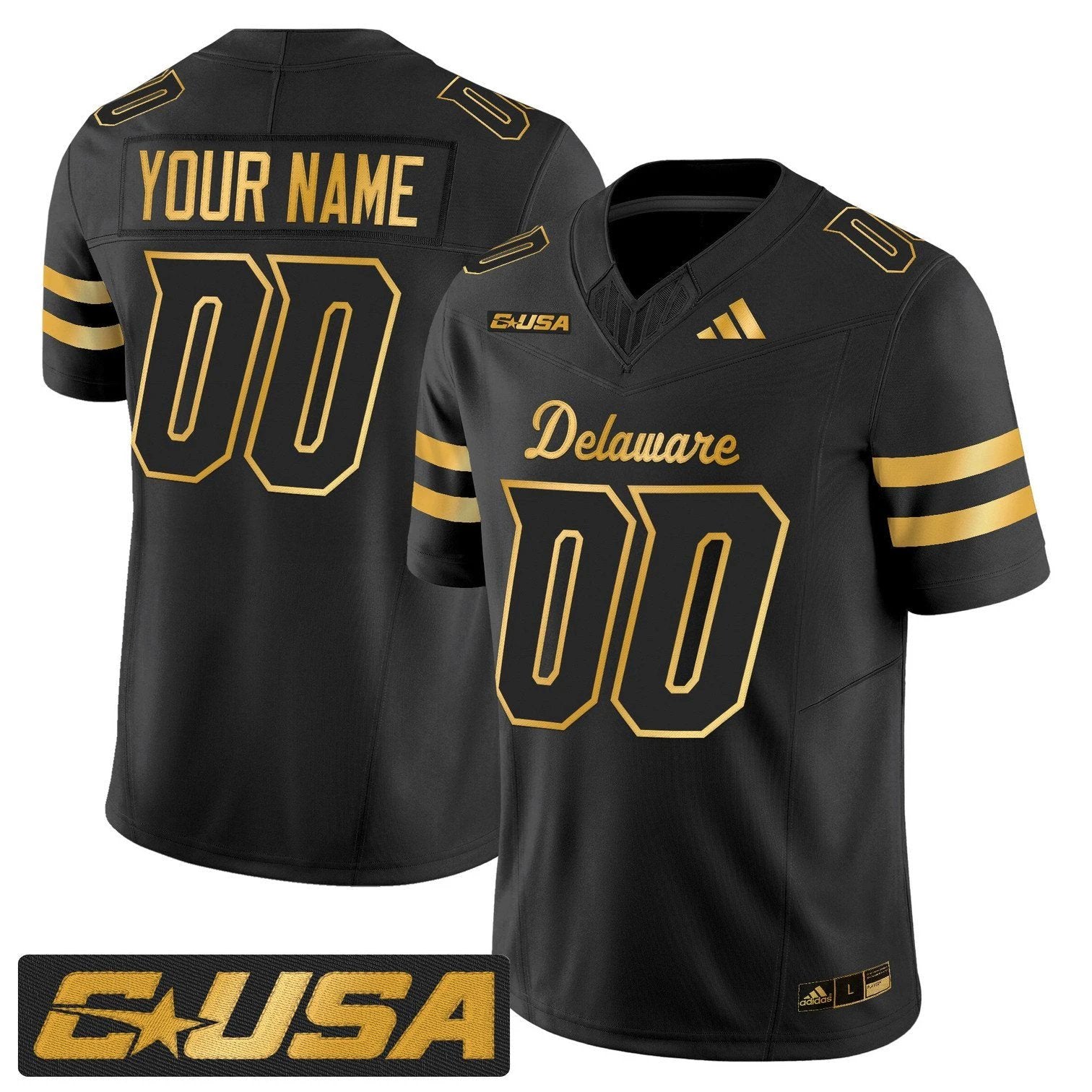Custom Delaware Blue Hens Jersey 2025 Gold Vapor Limited Stitched by My Store NCAA Football Jerseys