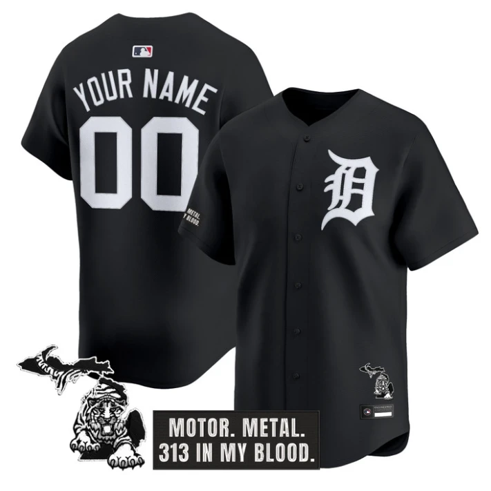 Custom Detroit Tigers Jersey Old English Edition Vapor Stitched Alter by My Store