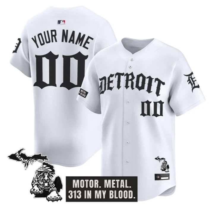 Custom Detroit Tigers Jersey Old English Edition Vapor Stitched Alter by My Store